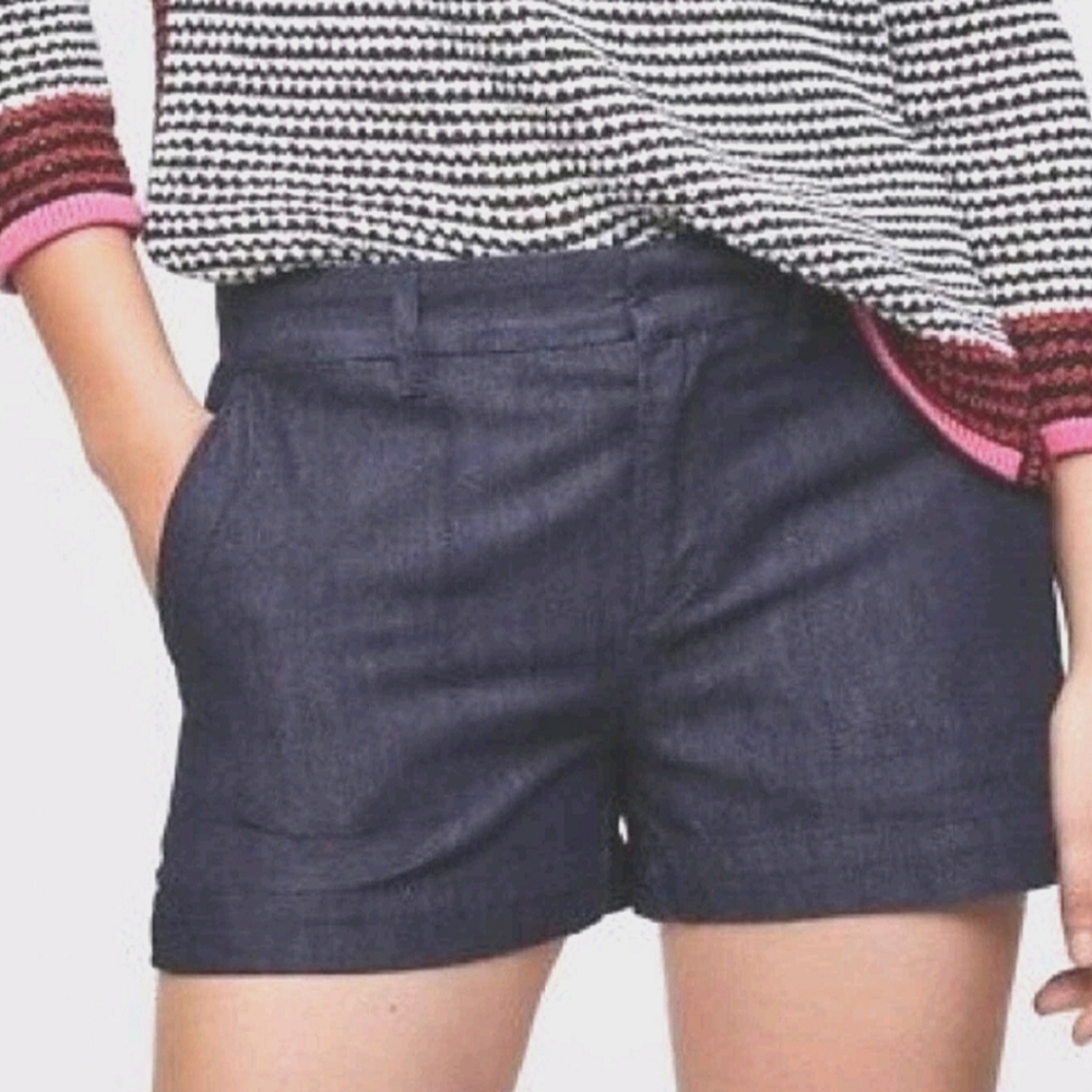 NWT Ann Taylor Loft Dark Blue Cotton Lyocell Shorts Classic Nautical Chic 10/30